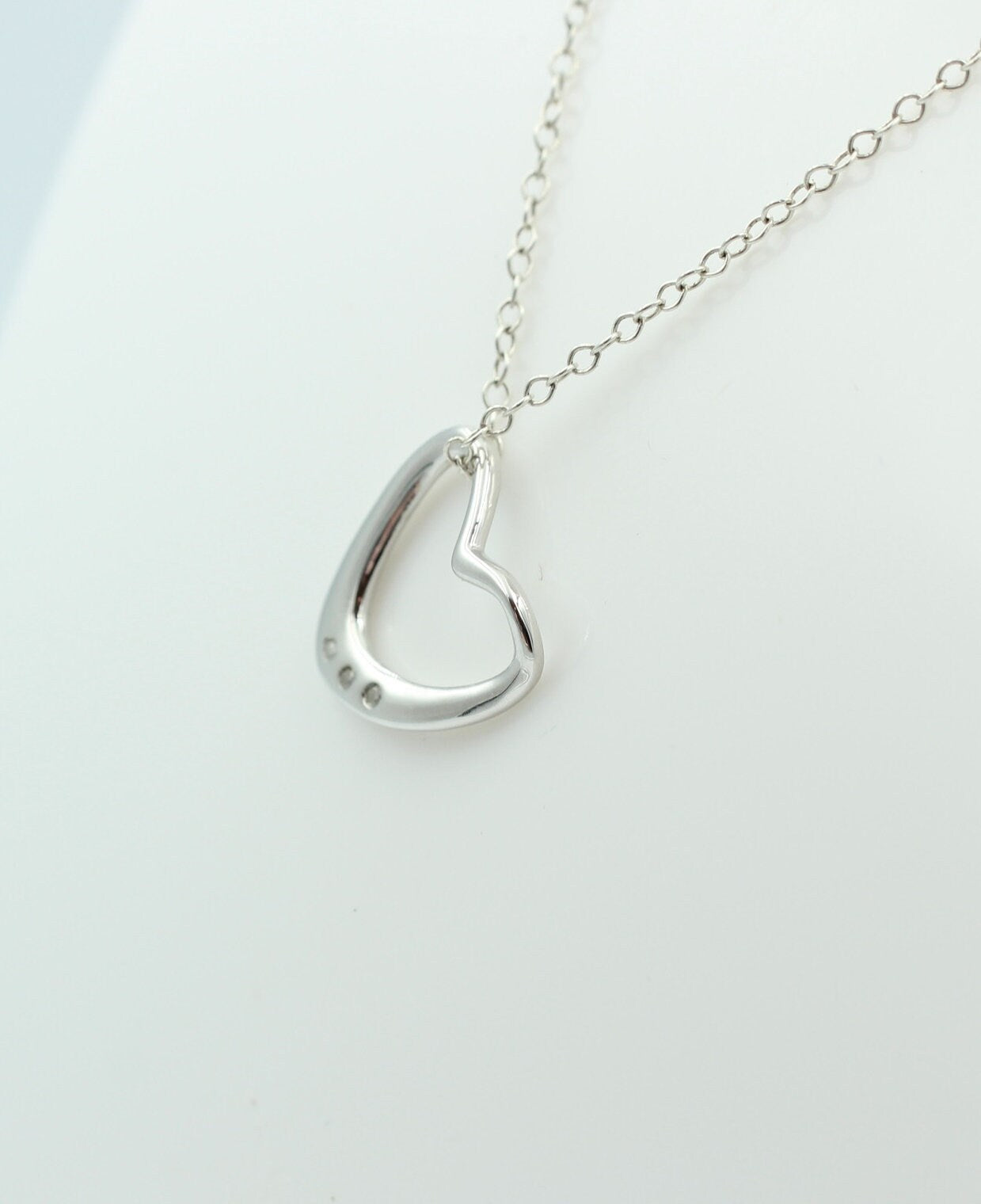 Edler 0,03 Carat weißer Diamant Herzanhänger 925 Silber Herz Collier Kette