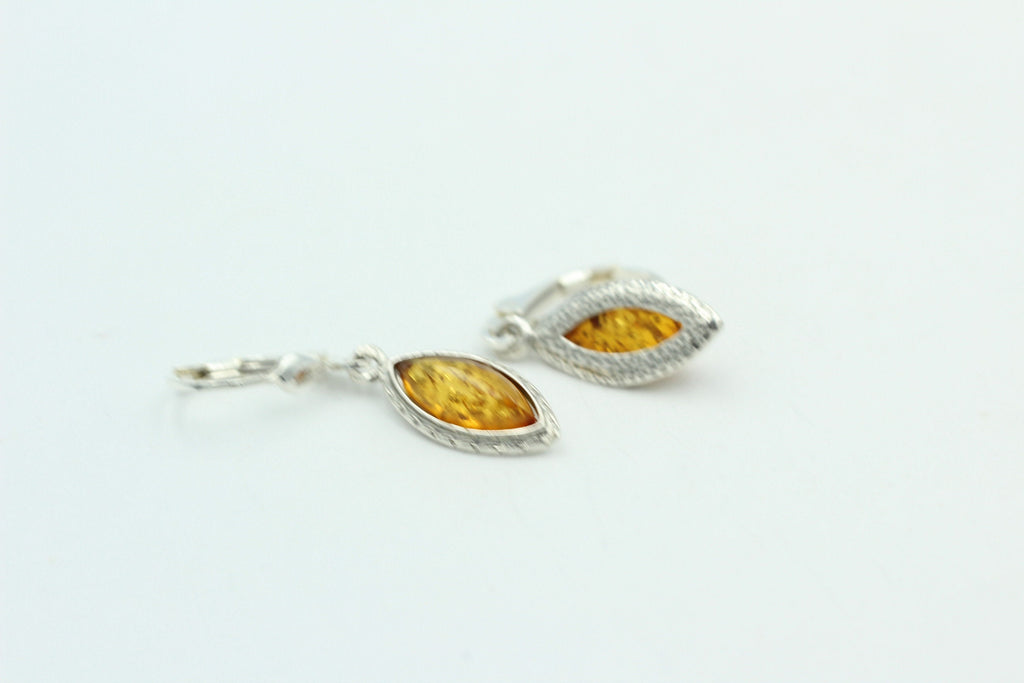 Bernstein Ohrhänger 925 Sterling Silber brauner Bernstein Brisur Top Edel