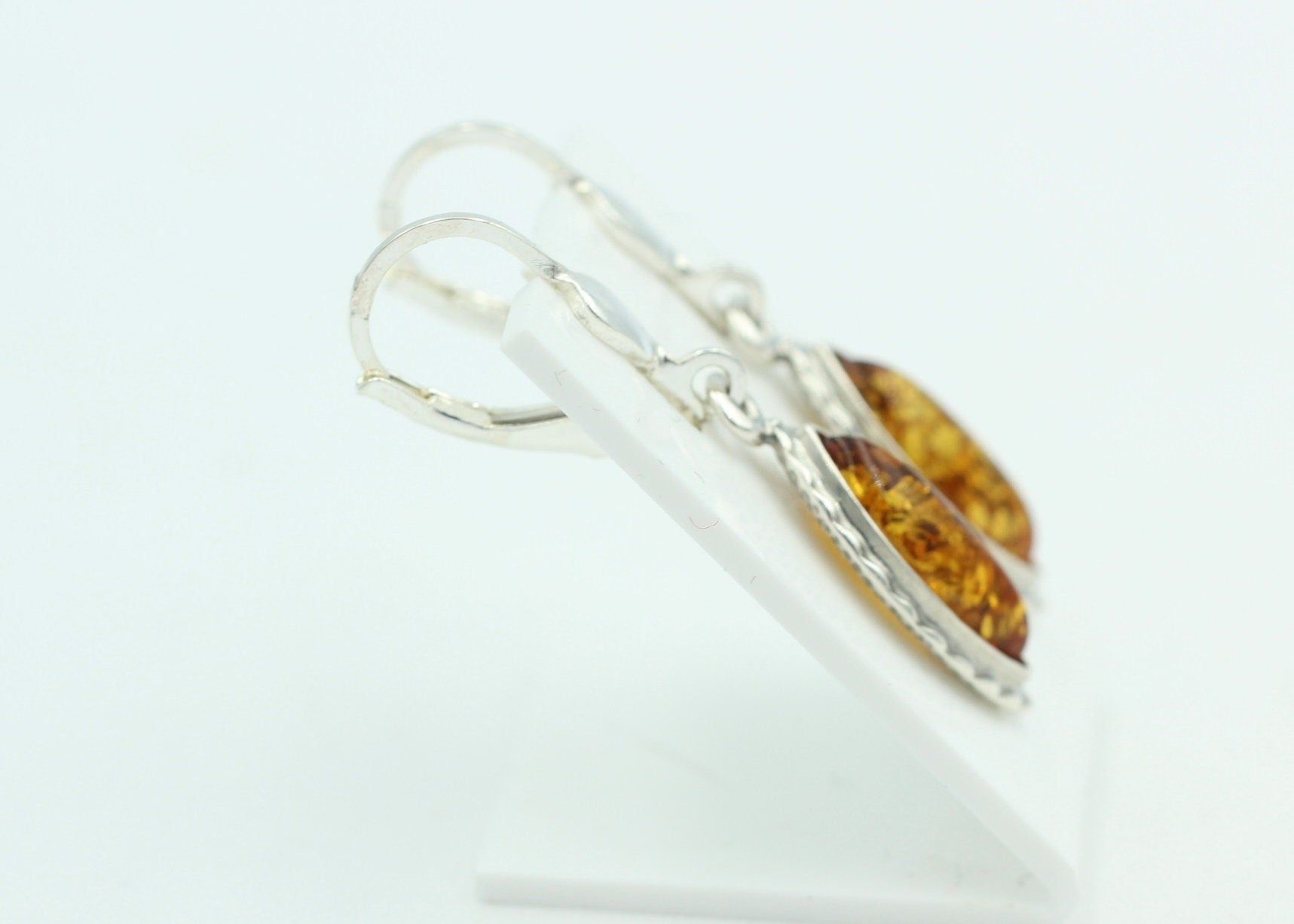 Bernstein Ohrhänger 925 Sterling Silber brauner Bernstein Brisur Top Edel