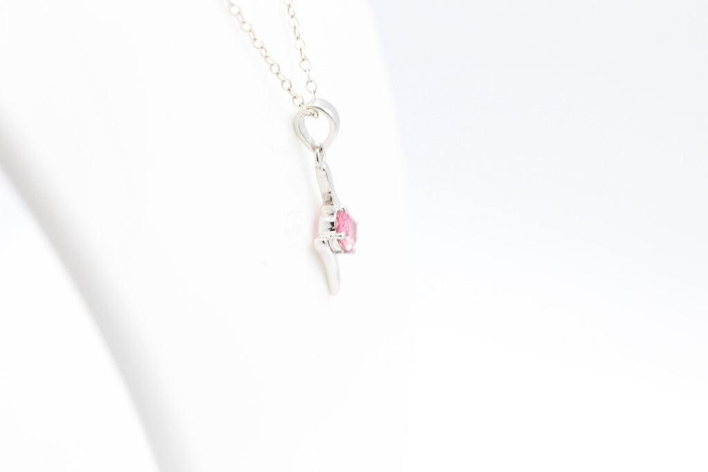 0,72 Carat pinkTopas Anhänger 925 Silber Collier Kette pinkfarbener Edelstein