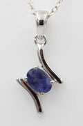 0,72 Carat Iolith Anhänger 925 Silber Collierkette Wassersaphir Luchssaphir