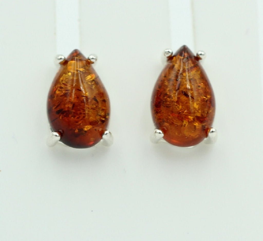 Edler Bernstein Ohrstecker Unisex 925 Silber Ohrschmuck Bernsten aus Litauen