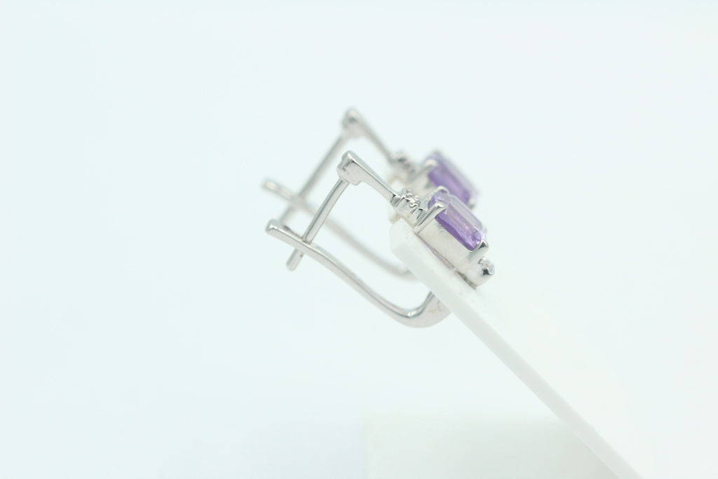 2,94 Carat brasilianischer Amethyst Ohrstecker 925 Sterling Silber Cubic Zirkon
