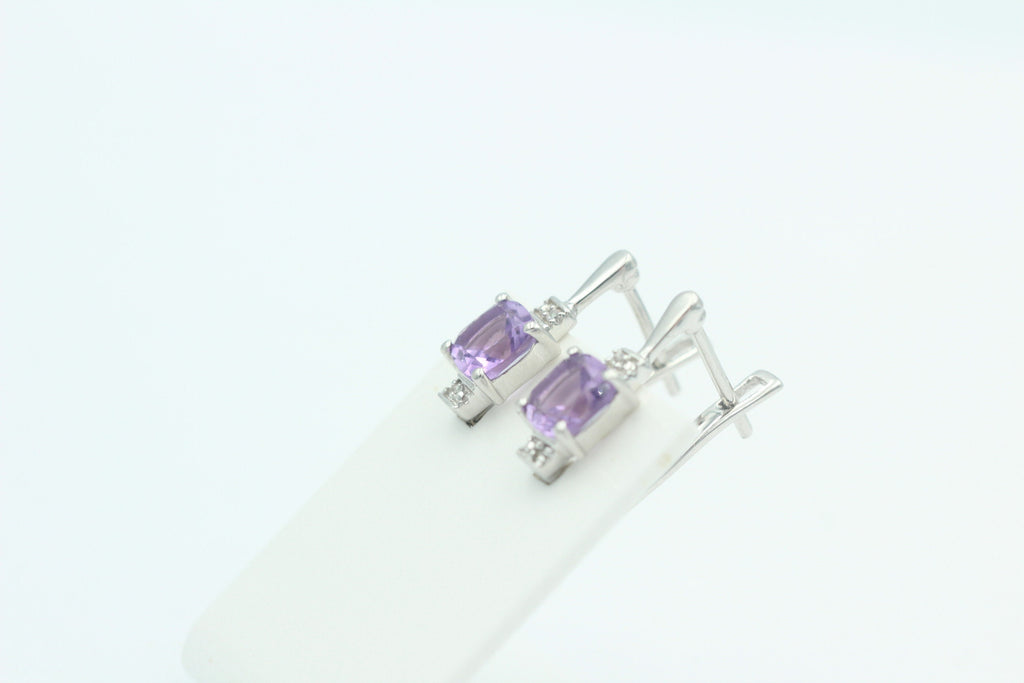 2,94 Carat brasilianischer Amethyst Ohrstecker 925 Sterling Silber Cubic Zirkon