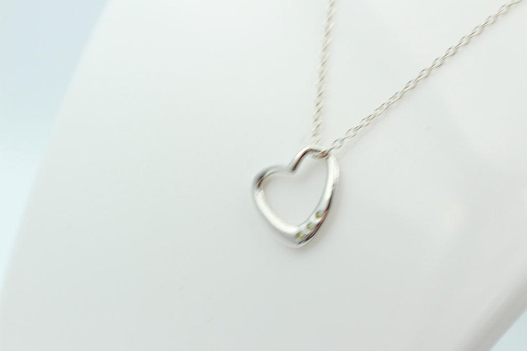 Edler 0,03 Carat gelber Diamant Herzanhänger 925 Silber Herz Collier Kette