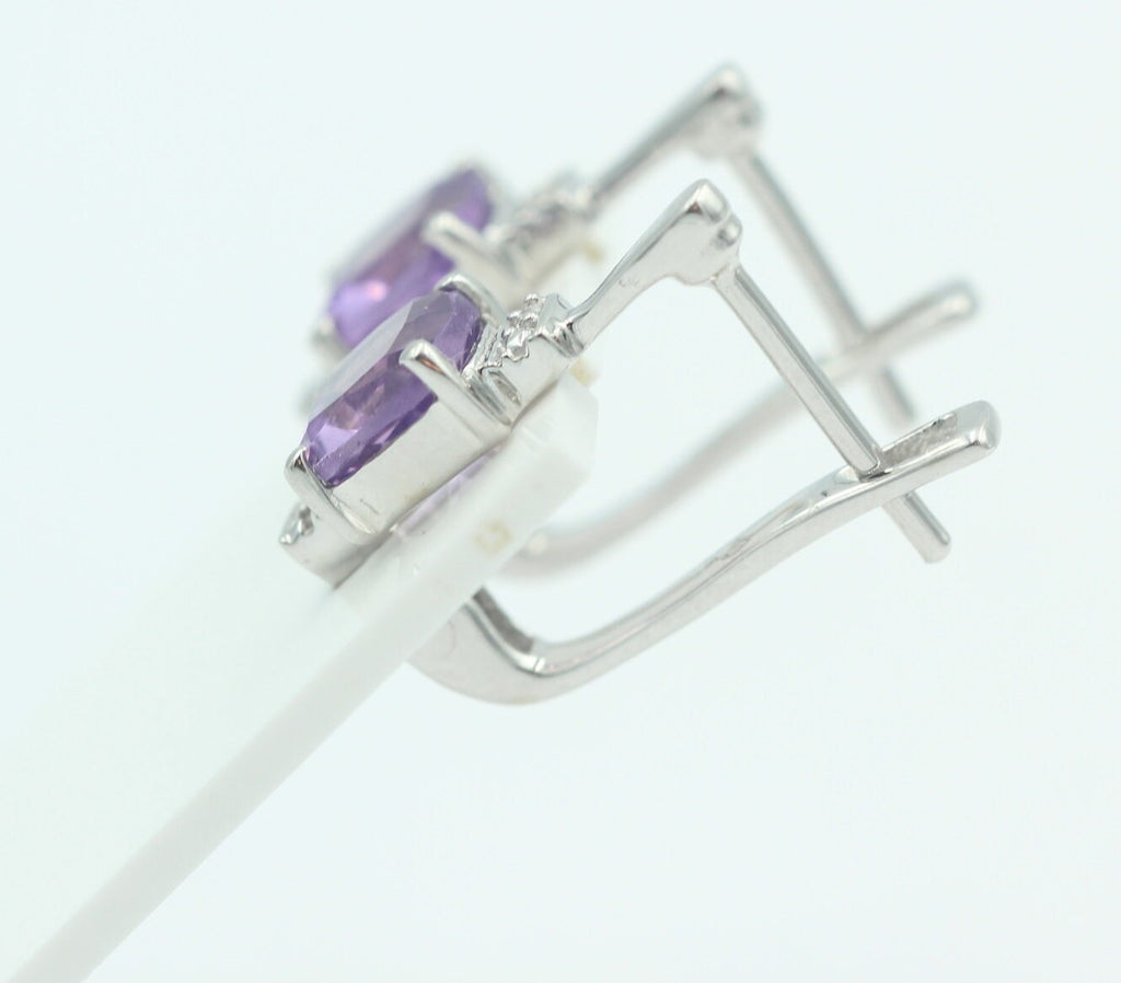 2,94 Carat brasilianischer Amethyst Ohrstecker 925 Sterling Silber Cubic Zirkon