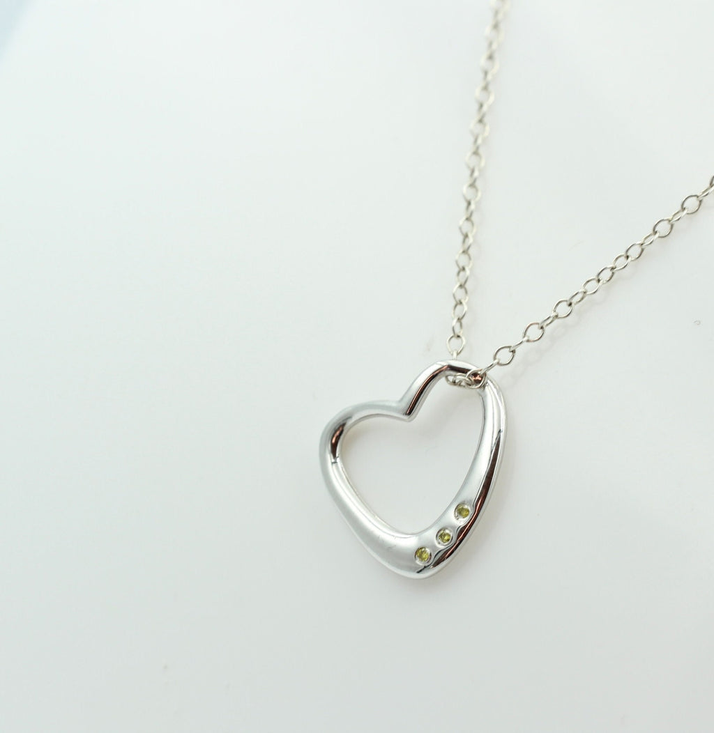 Edler 0,03 Carat gelber Diamant Herzanhänger 925 Silber Herz Collier Kette