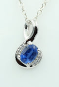 1,12 Carat blauer Kyanit  Anhänger 925 Silber mit Zirkonia seltener Kyanit