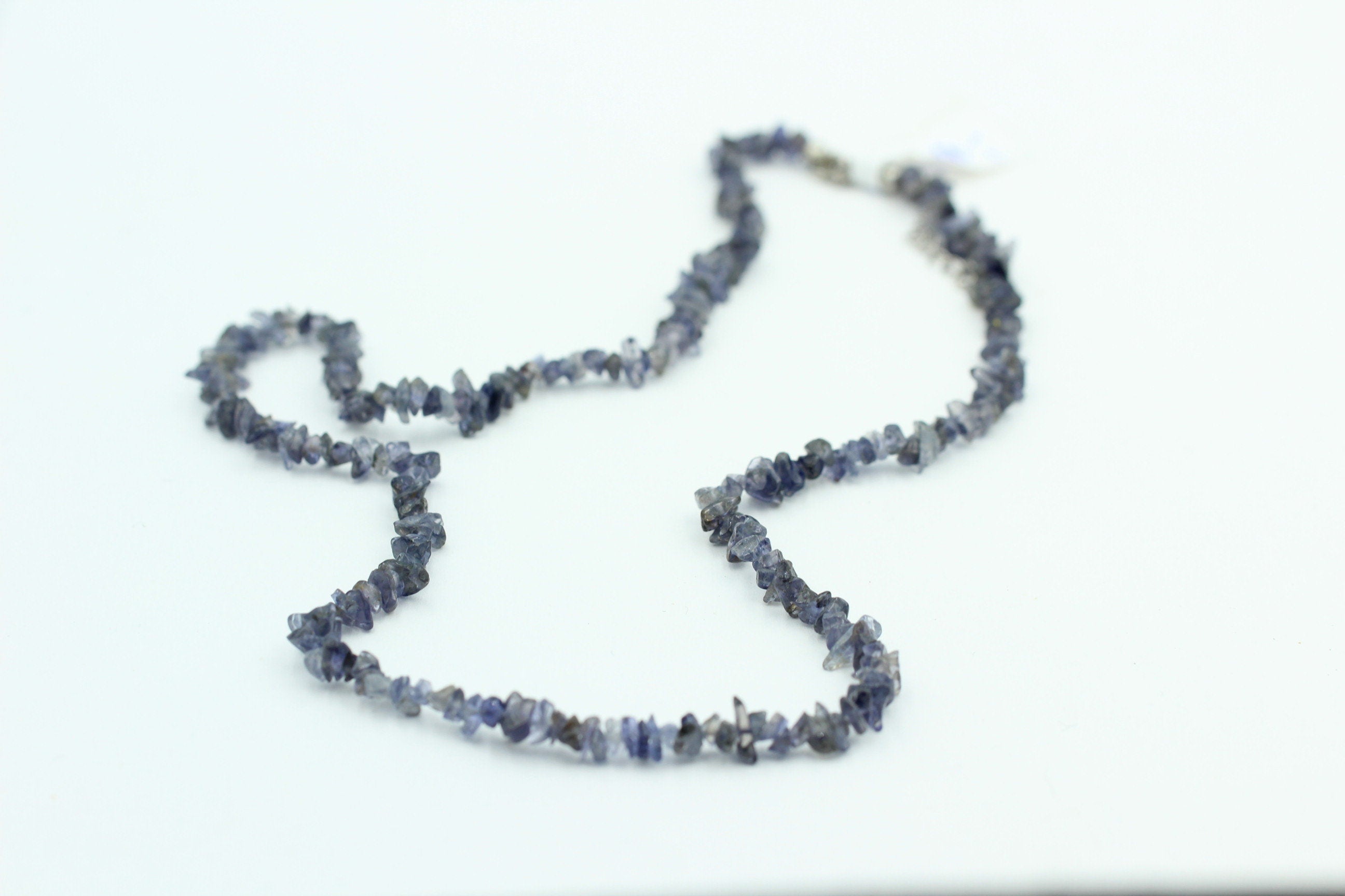 38,1  Carat funkelndes Iolith Collier Splitterkette 925 Silber mit Verlängerung