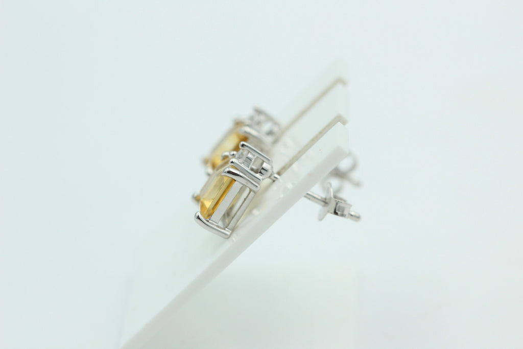 Edle 2,2 Carat Citrin Ohrstecker 925 Silber mit Zirkonia goldgelber Edelsein