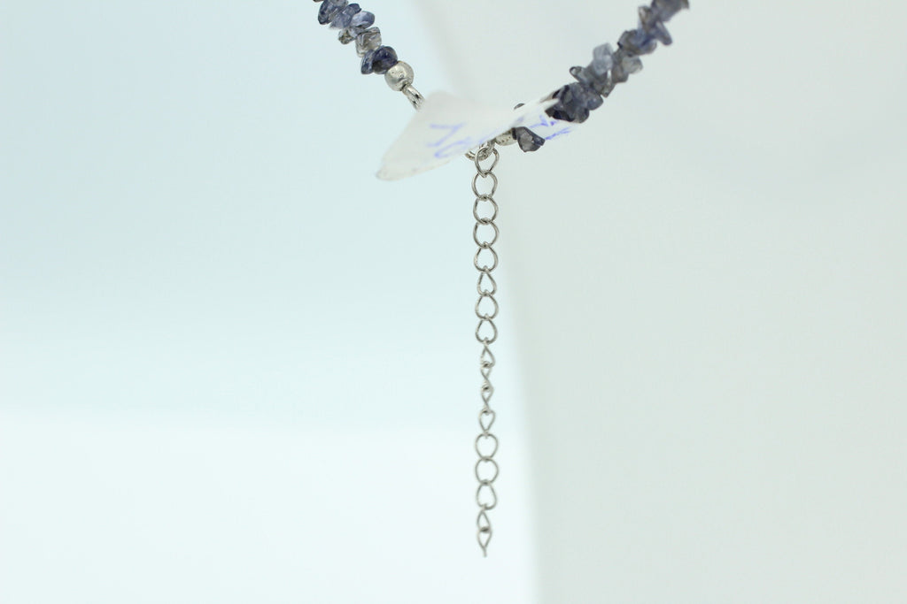 38,1  Carat funkelndes Iolith Collier Splitterkette 925 Silber mit Verlängerung