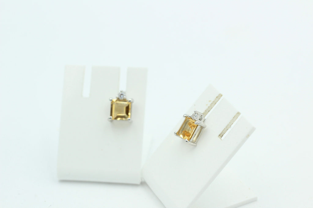 Edle 2,2 Carat Citrin Ohrstecker 925 Silber mit Zirkonia goldgelber Edelsein