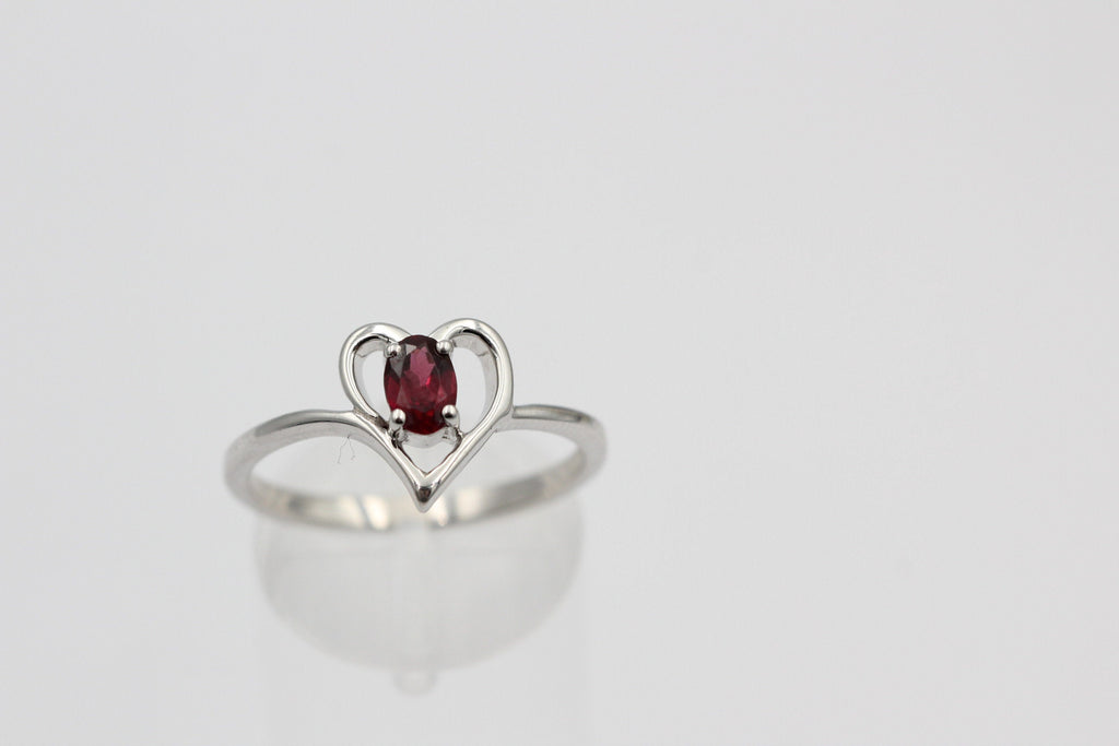 0,53 Carat Rhodolith Herz Ring 925 Silber Fingerring Herzring  6 / 16,6 / 52