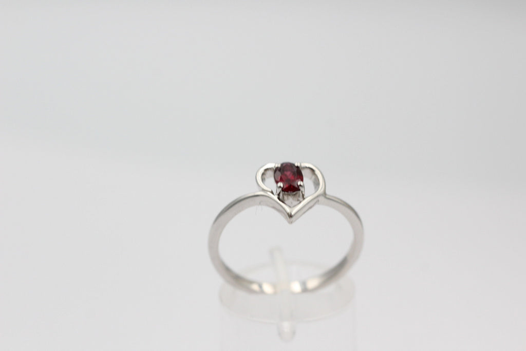 0,53 Carat Rhodolith Herz Ring 925 Silber Fingerring Herzring  6 / 16,6 / 52