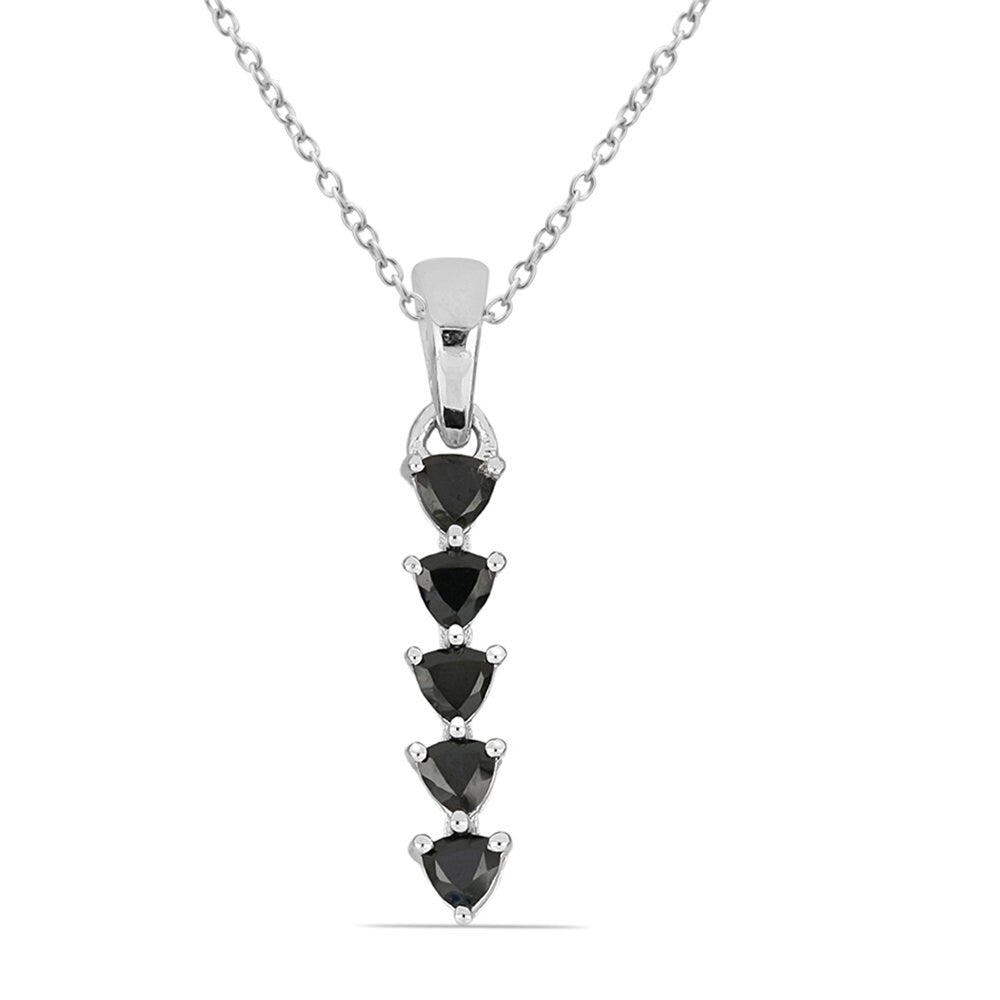 Edler 1,0 Carat schwarzer Onyx Anhänger 925 Sterling Silber Collier Kette Top