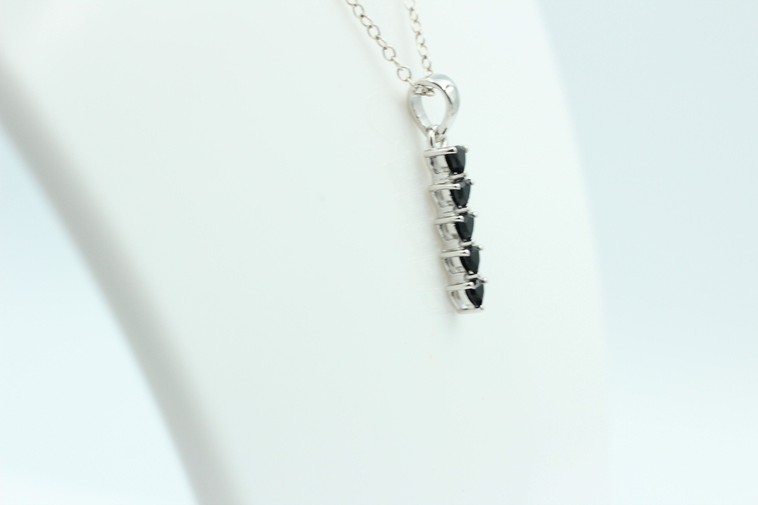 Edler 1,0 Carat schwarzer Onyx Anhänger 925 Sterling Silber Collier Kette Top
