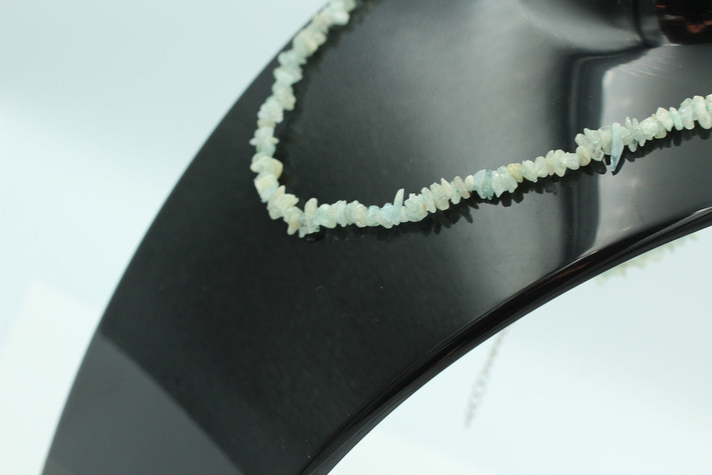 35 Carat funkelndes Aquamarin Collier Splitterkette 925 Silber mit Verlängerung