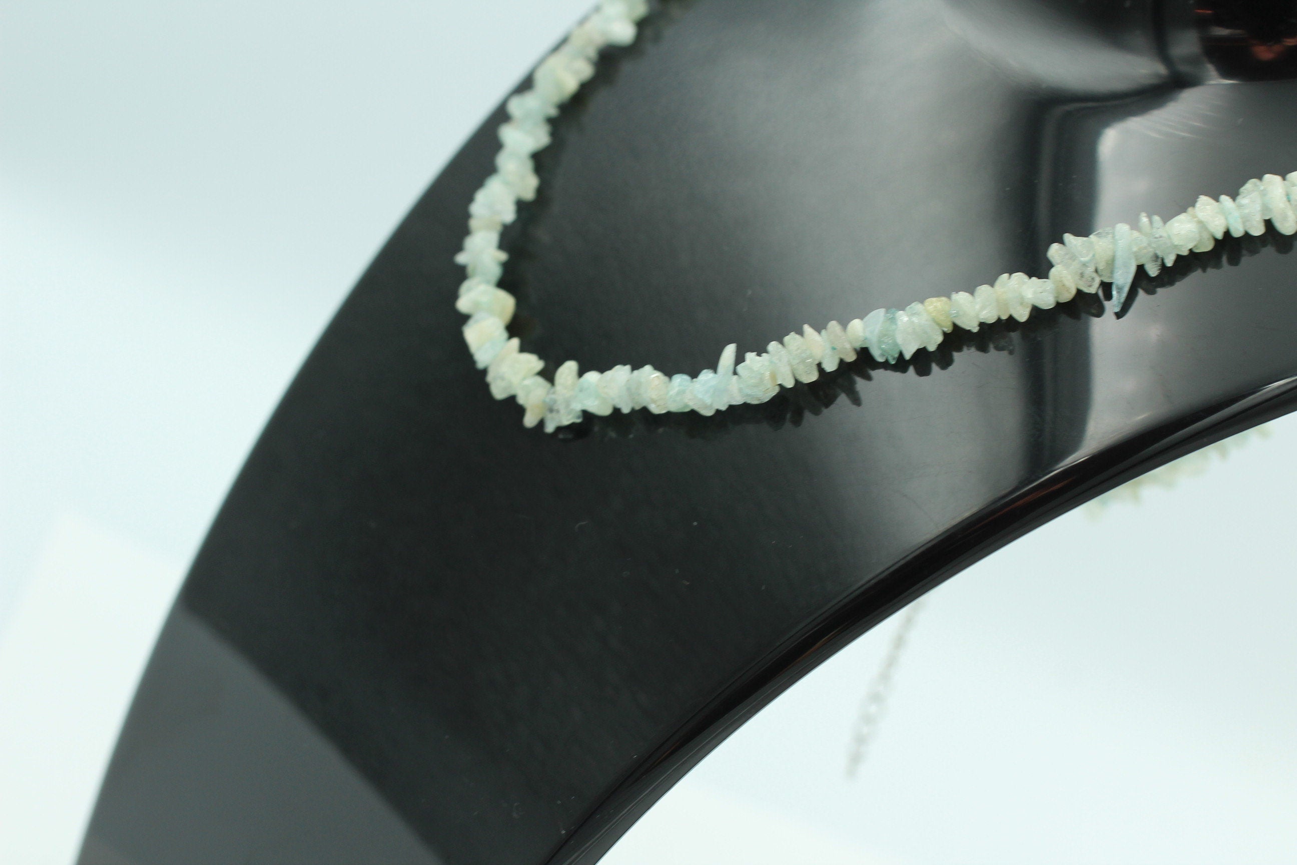 35 Carat funkelndes Aquamarin Collier Splitterkette 925 Silber mit Verlängerung