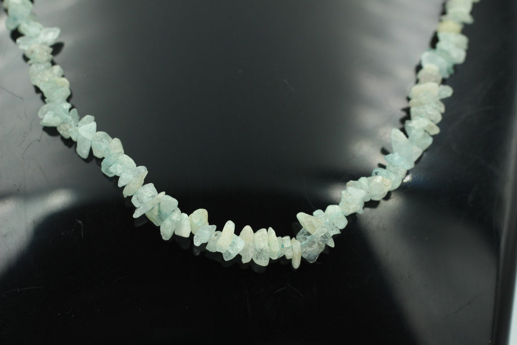 35 Carat funkelndes Aquamarin Collier Splitterkette 925 Silber mit Verlängerung