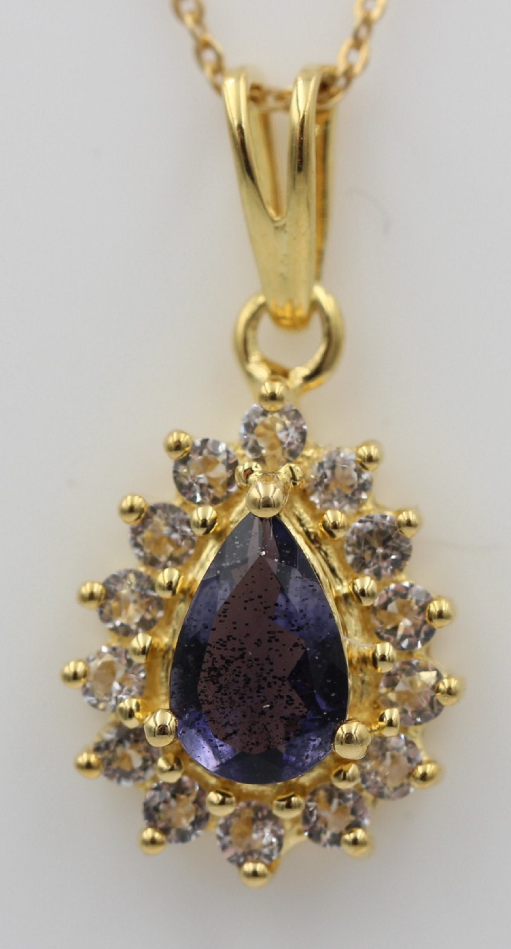 Edler 1,1 Carat Iolitht Weißtopas Anhänger 925 Silber  Wassersaphir