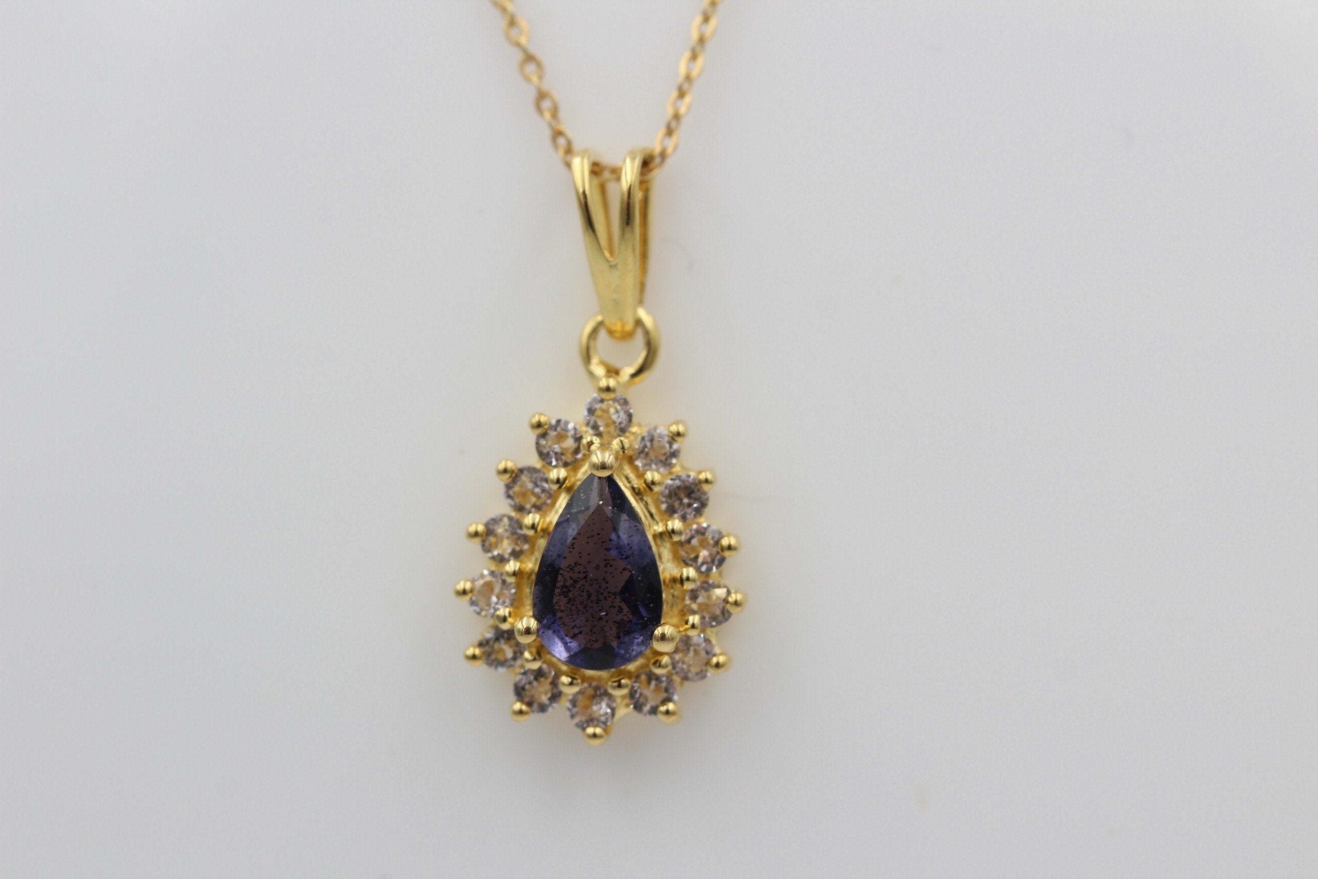 Edler 1,1 Carat Iolitht Weißtopas Anhänger 925 Silber  Wassersaphir