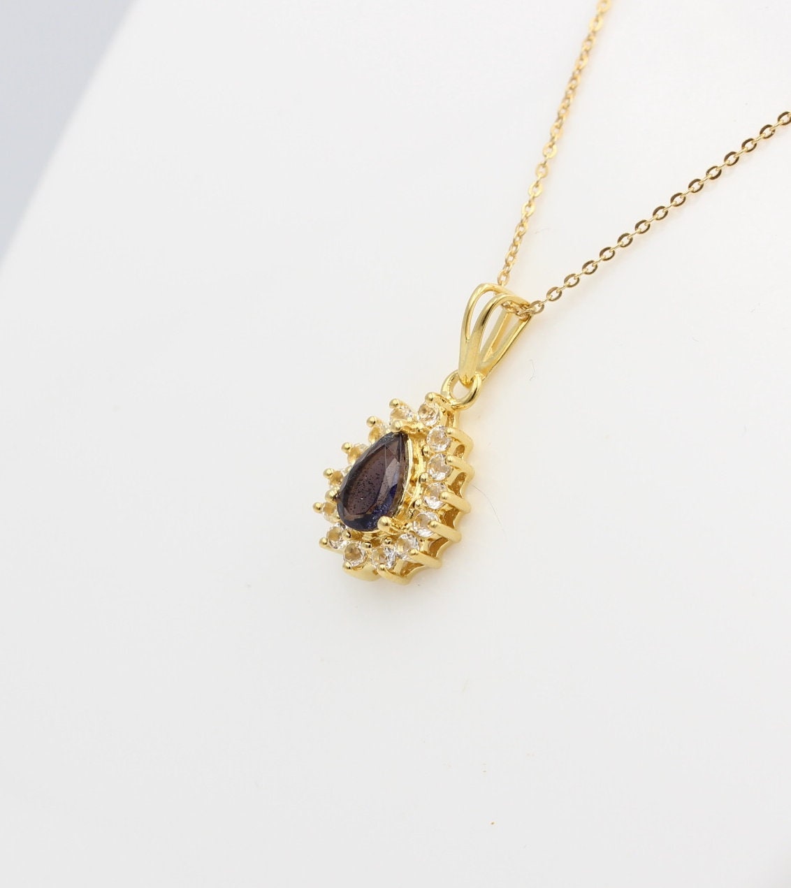 Edler 1,1 Carat Iolitht Weißtopas Anhänger 925 Silber  Wassersaphir