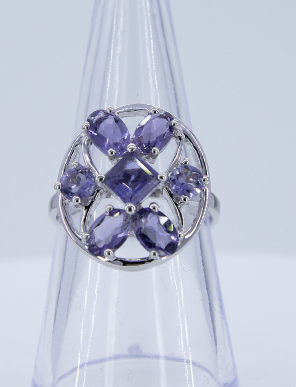 Design pur 3,9 Carat Iolith  Ring 925 Silber Grasse 58 / 8/ 18,5 Wassersaphir