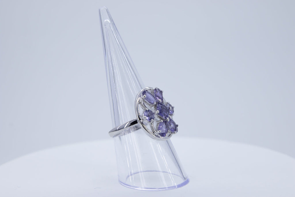 Design pur 3,9 Carat Iolith  Ring 925 Silber Grasse 58 / 8/ 18,5 Wassersaphir