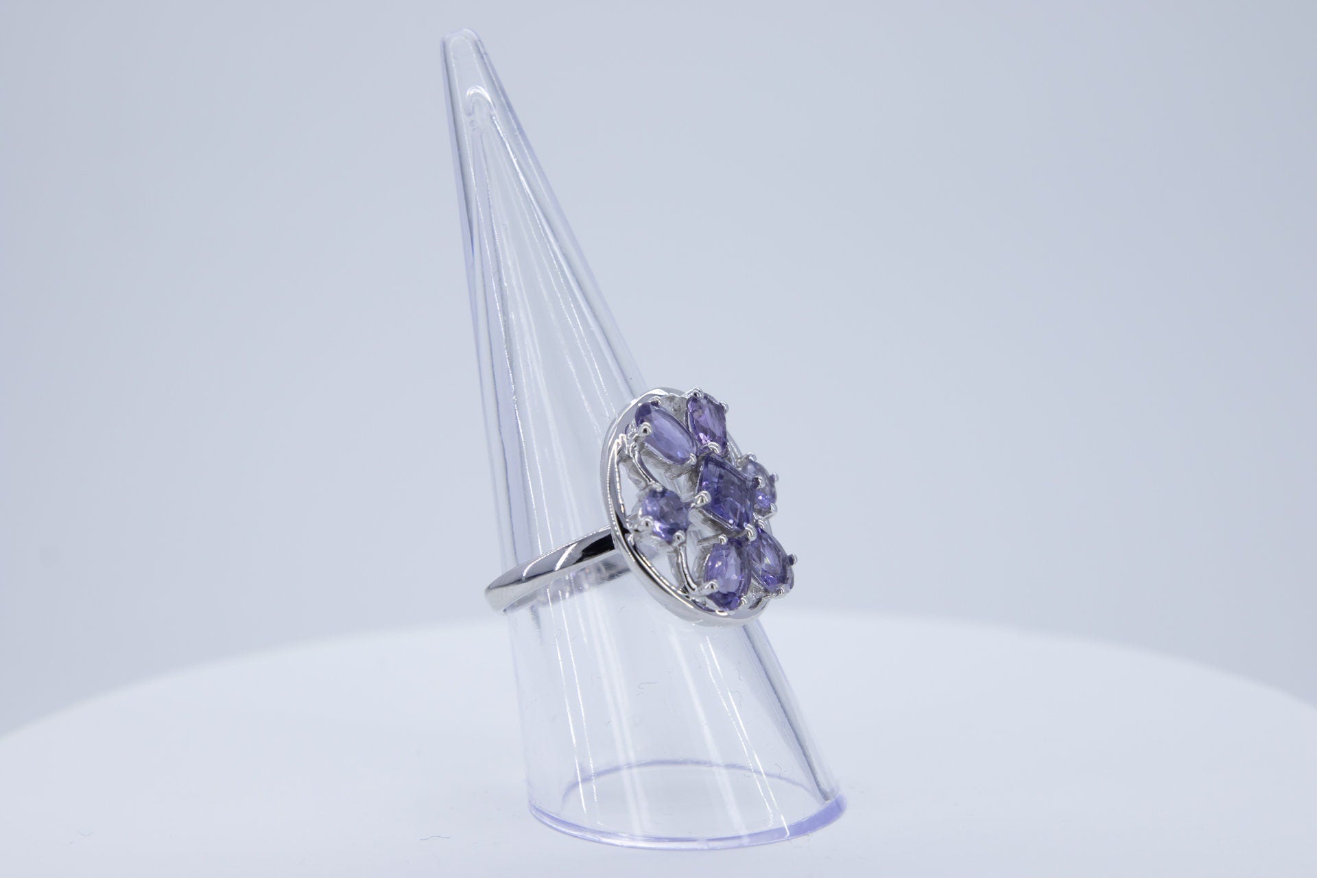 Design pur 3,9 Carat Iolith  Ring 925 Silber Grasse 58 / 8/ 18,5 Wassersaphir
