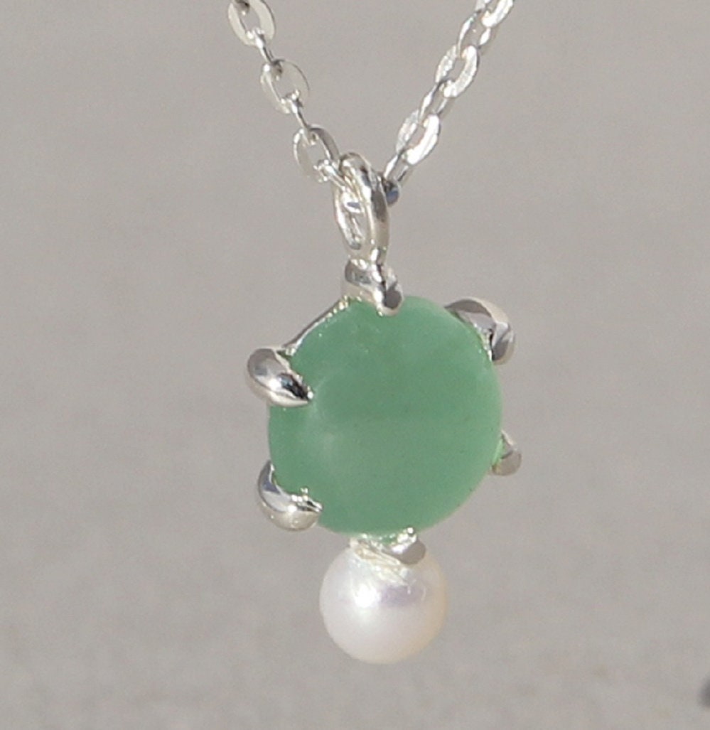 Campur Design 0,91 Carat Aventurin SWP Perle Anhänger 925 Silber Collier Kette