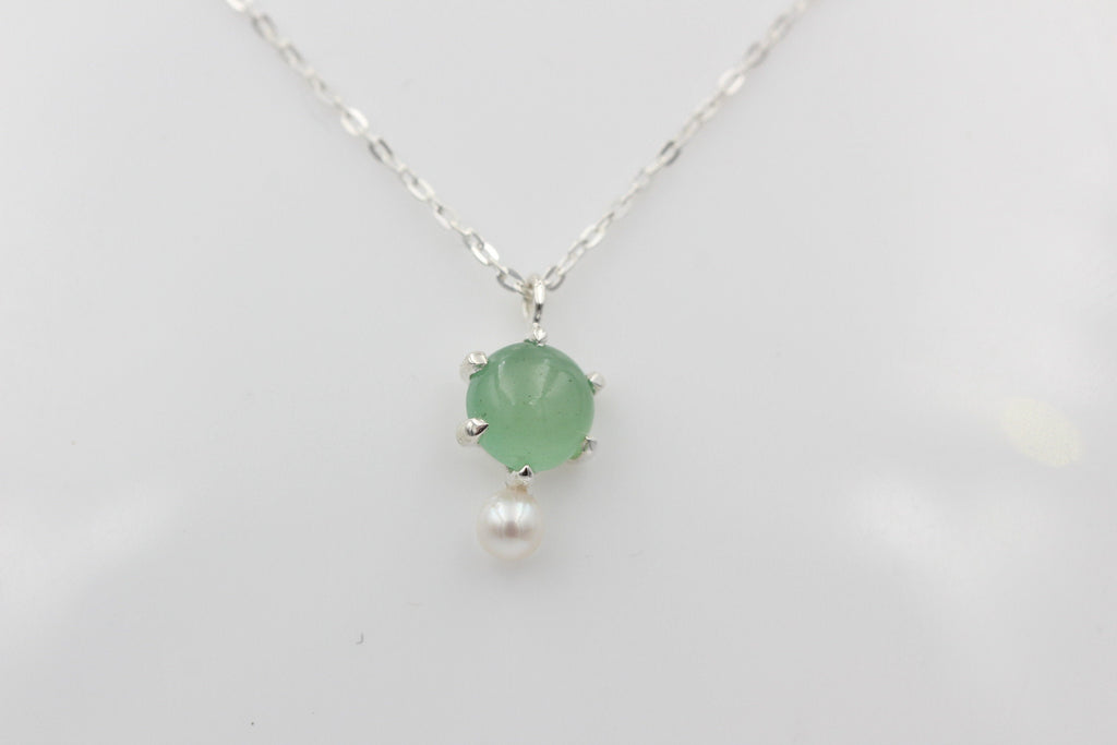 Campur Design 0,91 Carat Aventurin SWP Perle Anhänger 925 Silber Collier Kette
