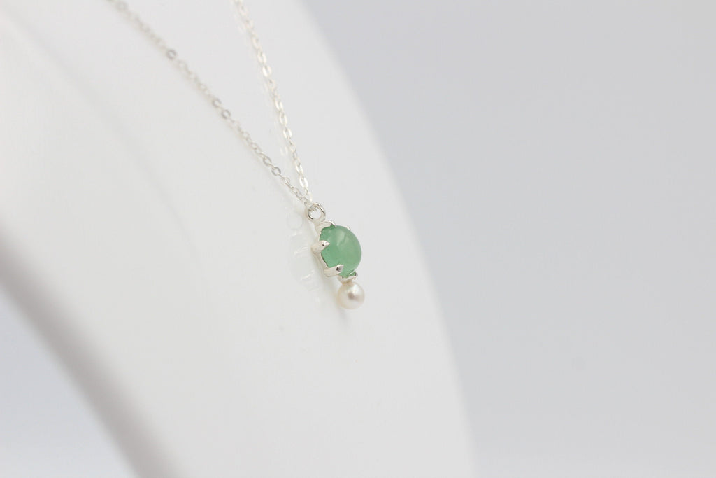 Campur Design 0,91 Carat Aventurin SWP Perle Anhänger 925 Silber Collier Kette