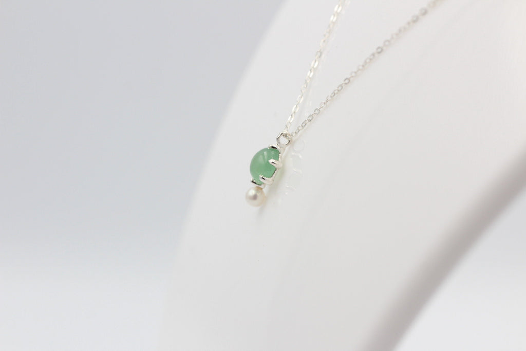 Campur Design 0,91 Carat Aventurin SWP Perle Anhänger 925 Silber Collier Kette