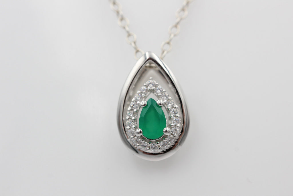 Edler 0,51 Carat grüner Onyx Anhänger 925 Silber  grüner Edelstein seltener grüner Onyx