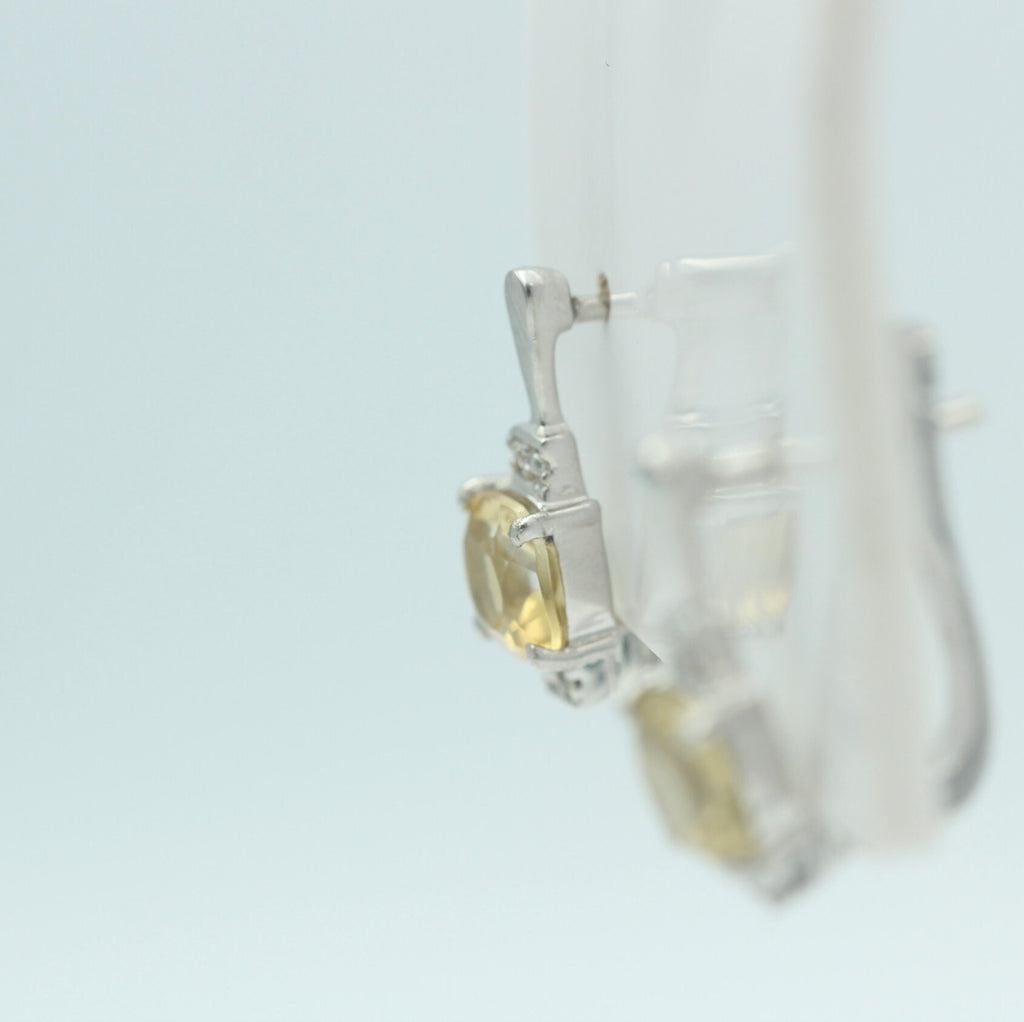 2,94 Carat Whisky Quarz Ohrstecker 925 Sterling Silber mit Cubic Zirkon Top