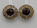 Edle 1,70  Carat Granat Citrin  Ohrstecker 925 Silber Edelsteinohrstecker Top