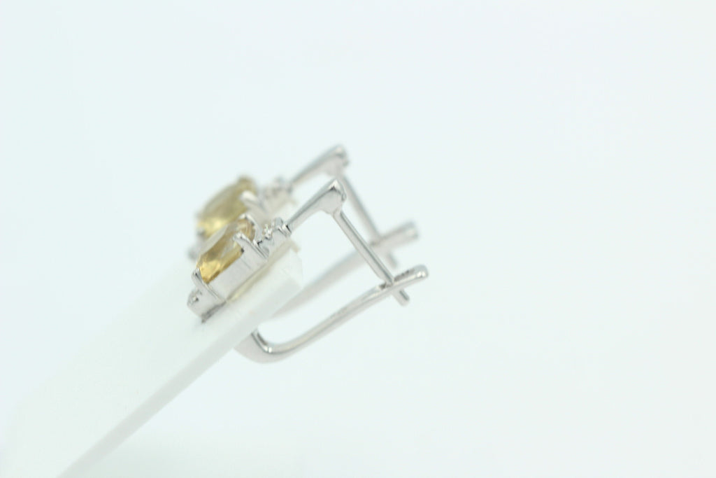 2,94 Carat Whisky Quarz Ohrstecker 925 Sterling Silber mit Cubic Zirkon Top