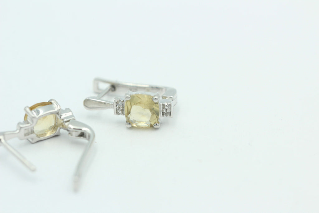 2,94 Carat Whisky Quarz Ohrstecker 925 Sterling Silber mit Cubic Zirkon Top