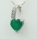 0,56 Carat grüner Onyx Herz Anhänger 925 Silber  grüner Edelstein