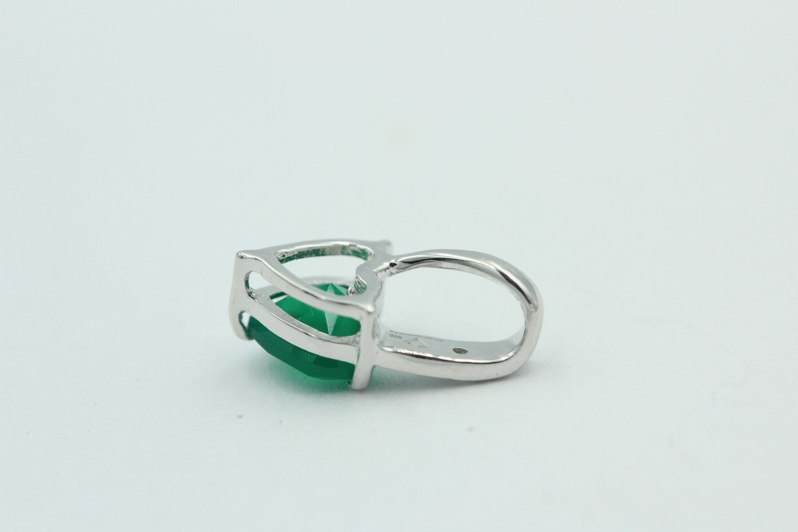 0,56 Carat grüner Onyx Herz Anhänger 925 Silber  grüner Edelstein