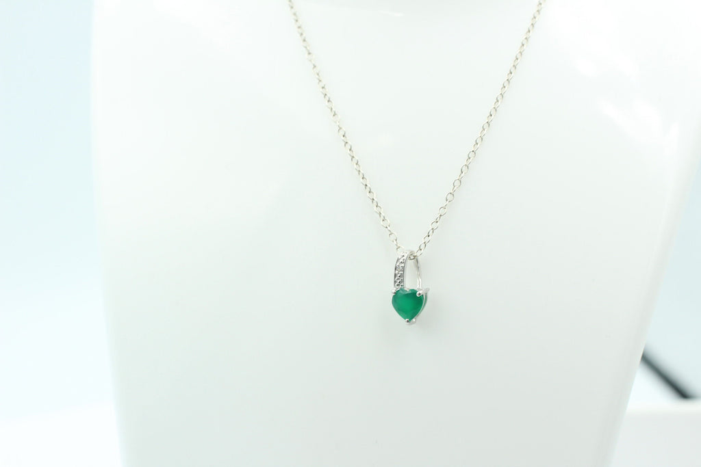 0,56 Carat grüner Onyx Herz Anhänger 925 Silber  grüner Edelstein