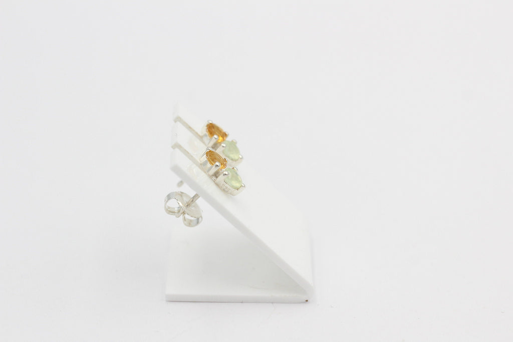 Campur Design 0,94 Carat Citrin Prehnit Ohrstecker 925 Silber goldgelber Citrin