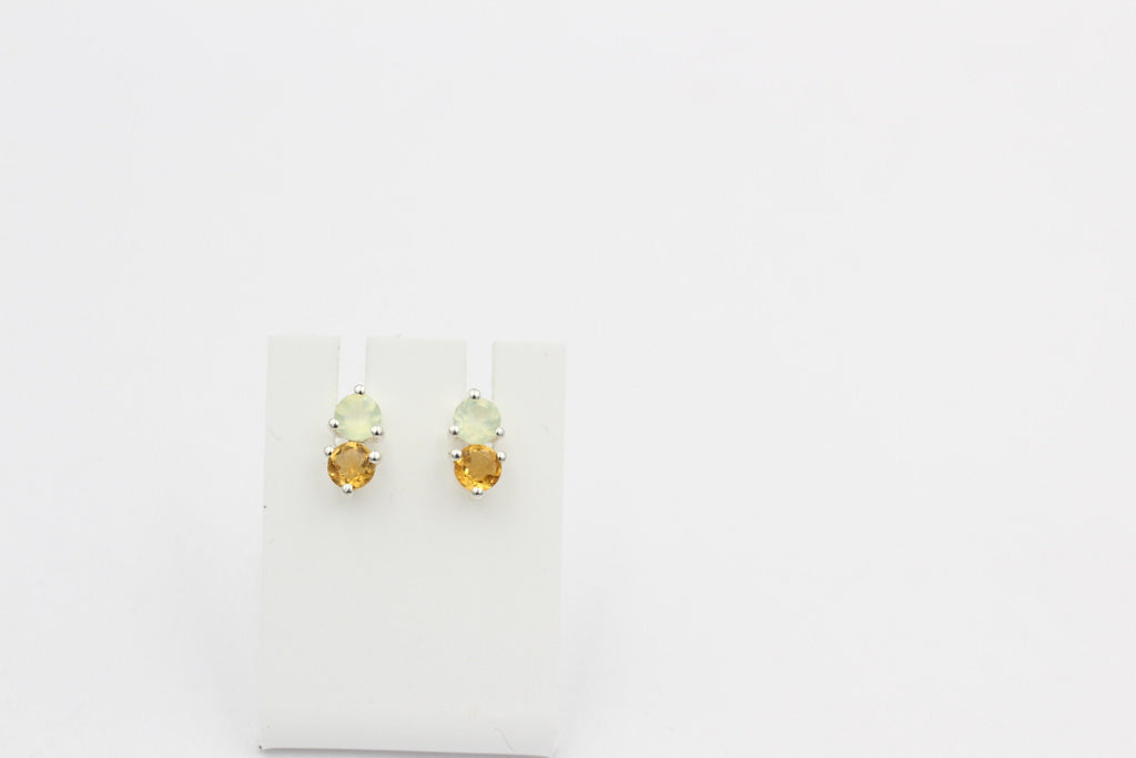 Campur Design 0,94 Carat Citrin Prehnit Ohrstecker 925 Silber goldgelber Citrin