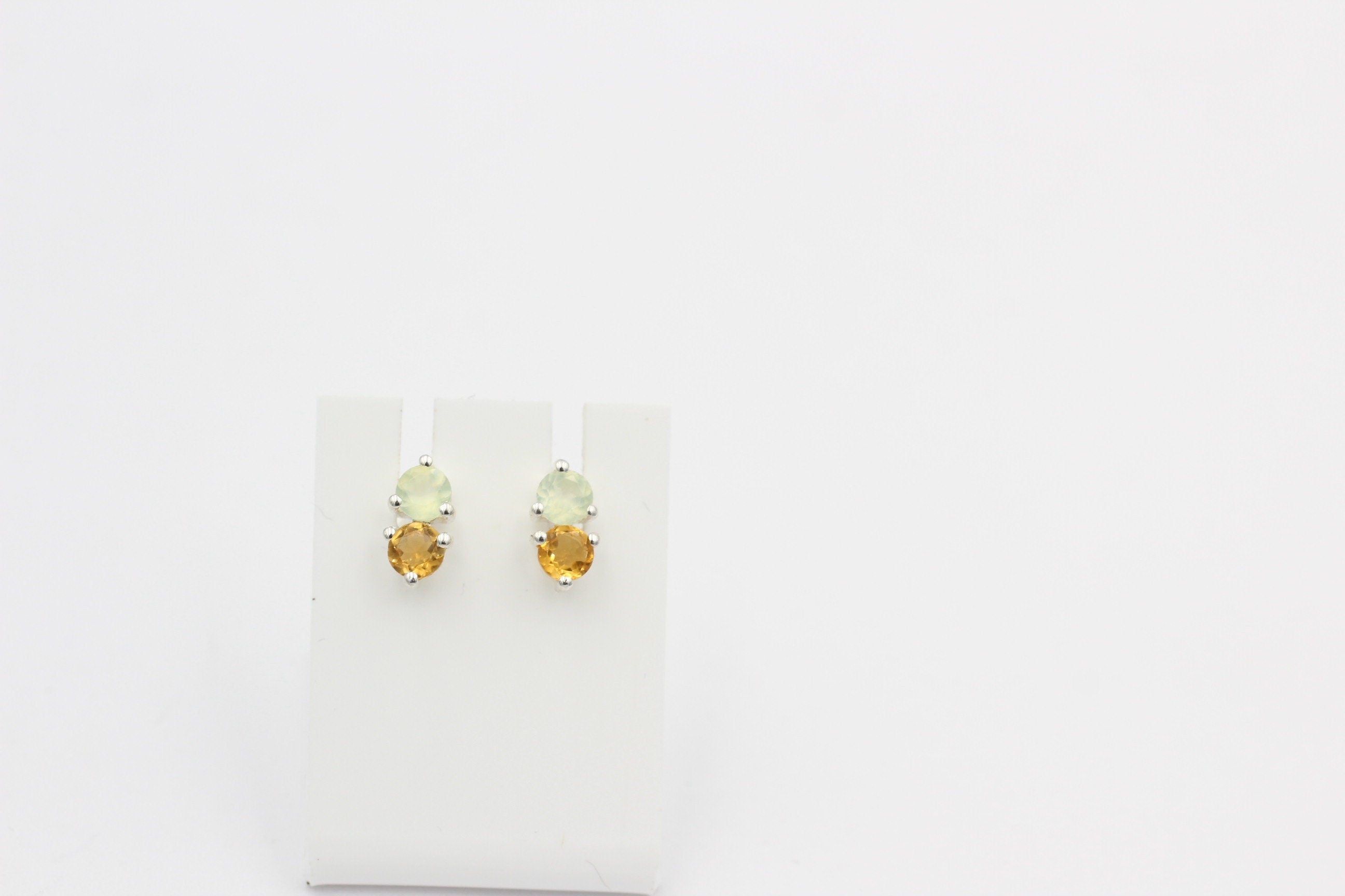 Campur Design 0,94 Carat Citrin Prehnit Ohrstecker 925 Silber goldgelber Citrin