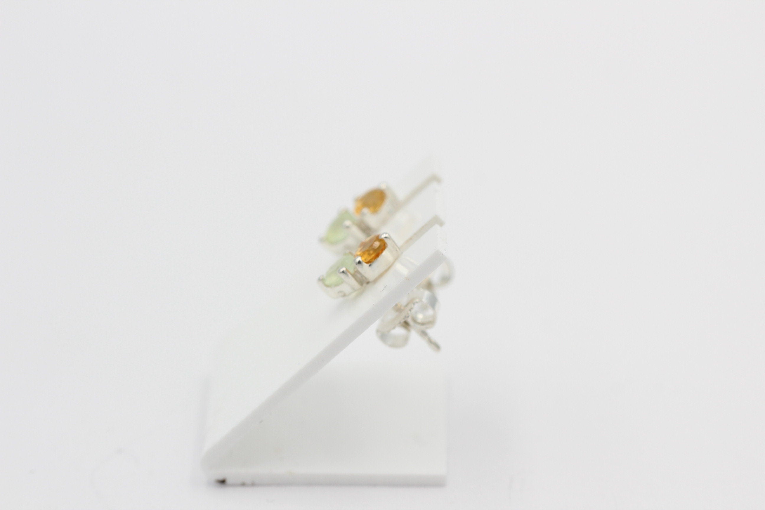 Campur Design 0,94 Carat Citrin Prehnit Ohrstecker 925 Silber goldgelber Citrin