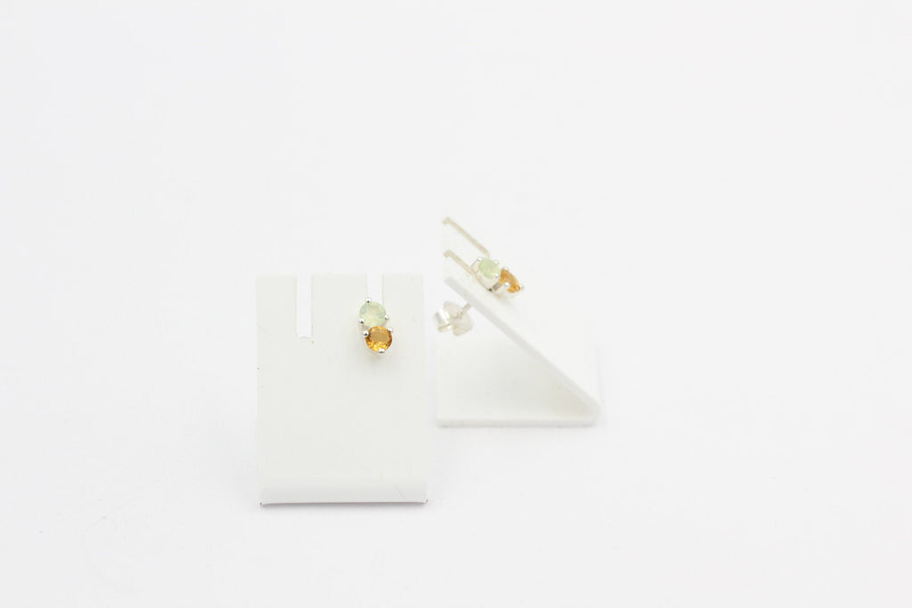 Campur Design 0,94 Carat Citrin Prehnit Ohrstecker 925 Silber goldgelber Citrin