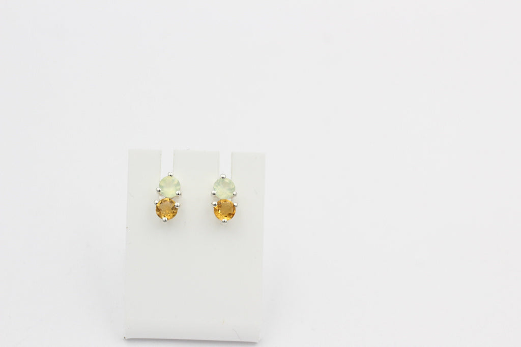 Campur Design 0,94 Carat Citrin Prehnit Ohrstecker 925 Silber goldgelber Citrin