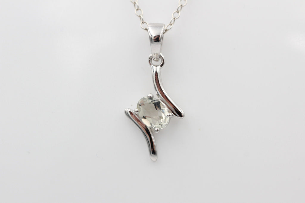 0,72 Carat Prasiolith Anhänger 925 Silber Collier Kette grüner Amethyst Anhänger