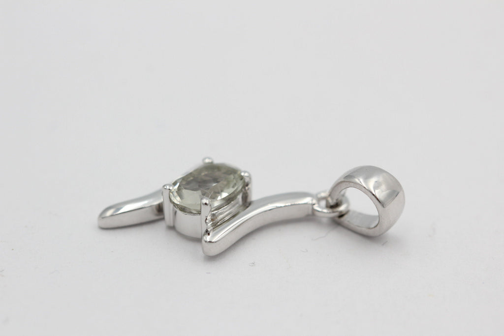 0,72 Carat Prasiolith Anhänger 925 Silber Collier Kette grüner Amethyst Anhänger