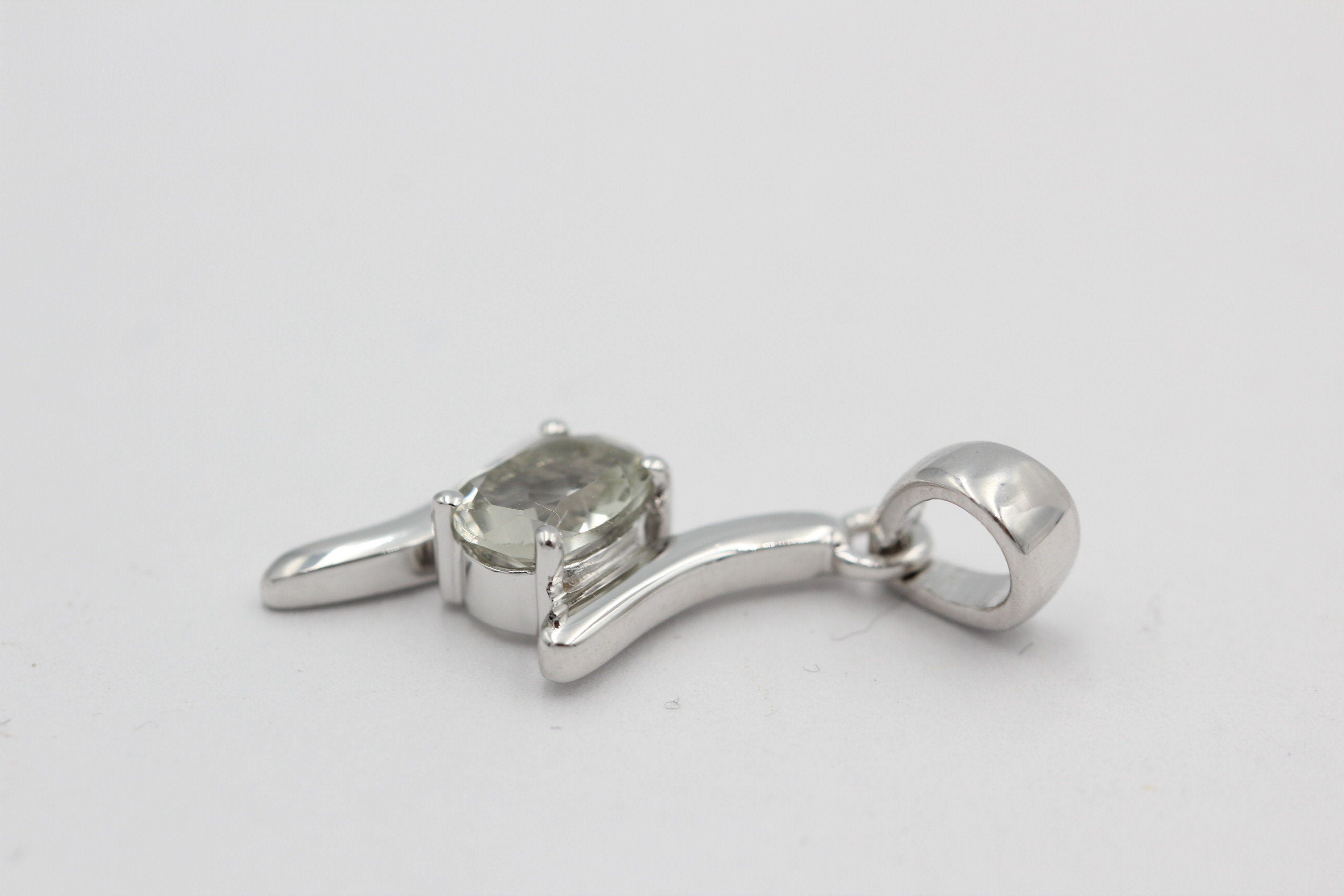 0,72 Carat Prasiolith Anhänger 925 Silber Collier Kette grüner Amethyst Anhänger